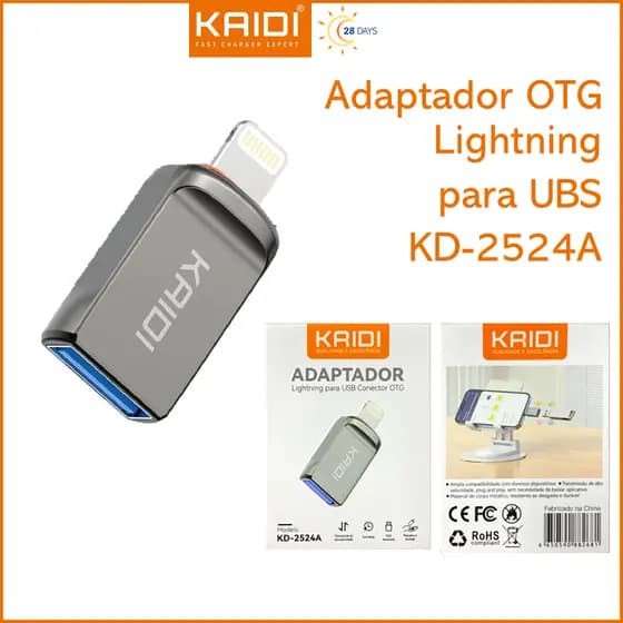 Adaptador OTG Lightning iPhone para USB Transferência de dados KAIDI KD-2524A