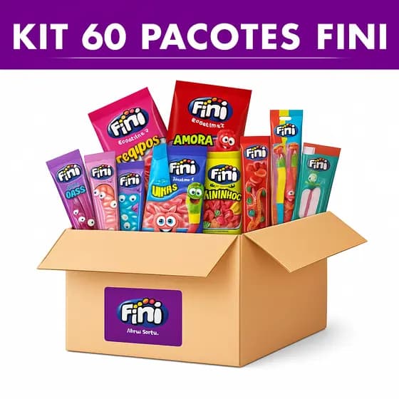 Kit com 60 Pacotes de Balas Fini - Sabores Variados e Divertidos
