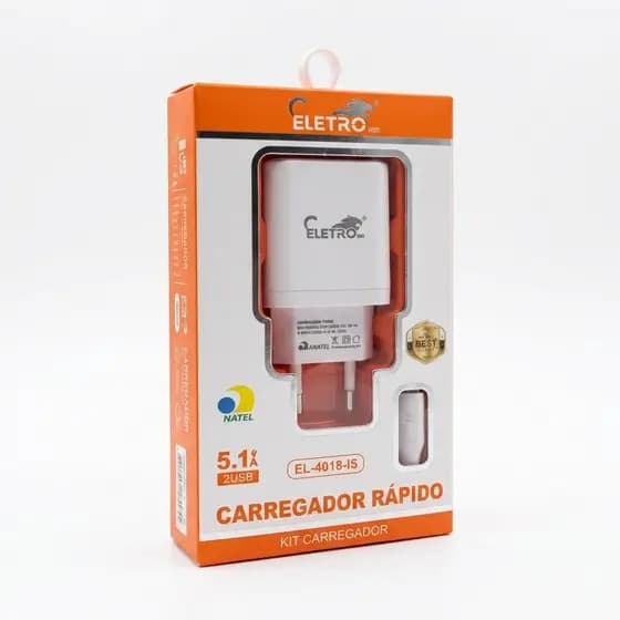 Kit Carregador Turbo 20W Eletromex + Cabo Lightning iPhone XR 11 12 13 14 Carregamento Rápido