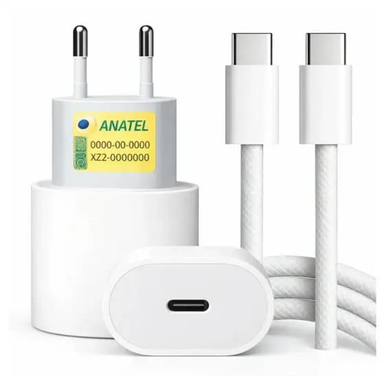 Carregador Turbo 25W iPhone 15 16 Pro Max Samsung Moto Fonte USB C Cabo Tipo C Original Reforçado