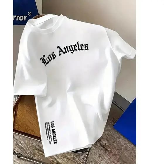 Camiseta Masculina Casual Los Angeles Confortavel Dia e Noite Bonita