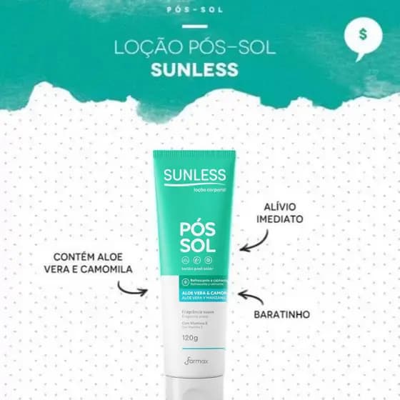 Loção Pós Sol com Aloe Vera e Camomila Sunless Alívio e Hidratação - 120g