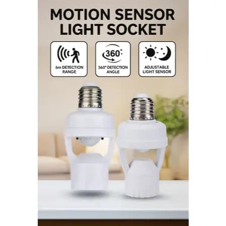 Soquete Luz Com Sensor De Movimento Bivolt E Area De 360 Graus Lampada Por Indução