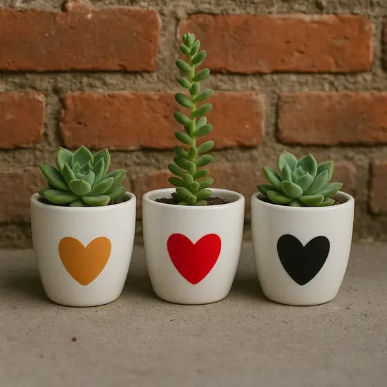 Cachepot Cacto Para Suculenta - Coração