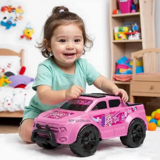 Carrinho De Brinquedo Menina Grande 33cm Princesa Caminhonete Lady Girl Rosa Lilás Pick Up 4x4