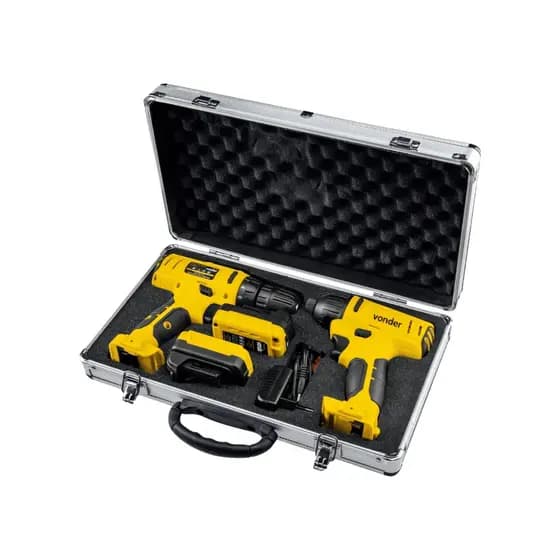 Furadeira Com Parafusadeira Com Maleta Impacto Vonder Bateria 12v