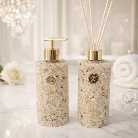 kit banheiro lavabo aromatizador sabonete liquido citrino