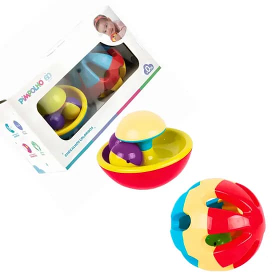 Kit 2 Chocalhos Bebê Pimpolho Coloridos Brinquedo Sensorial Educativo Infantil 6301