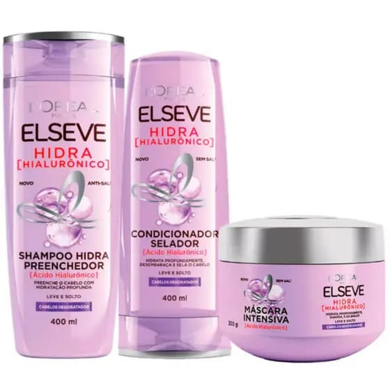 Kit Elseve Hidra Hialuronico - Shampoo e Condicionador 400ml + Máscara 300g