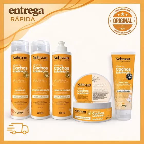 Kit Nohraan Completo para Cabelos Cacheados - Brilho, definição e antifrizz