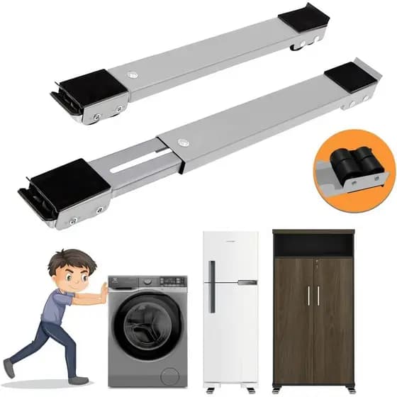 Suporte De Rodinhas Base Ajustável e Reforçada para Máquina de Lavar, Fogão, Geladeira, Móveis e Eletrodomésticos Domést