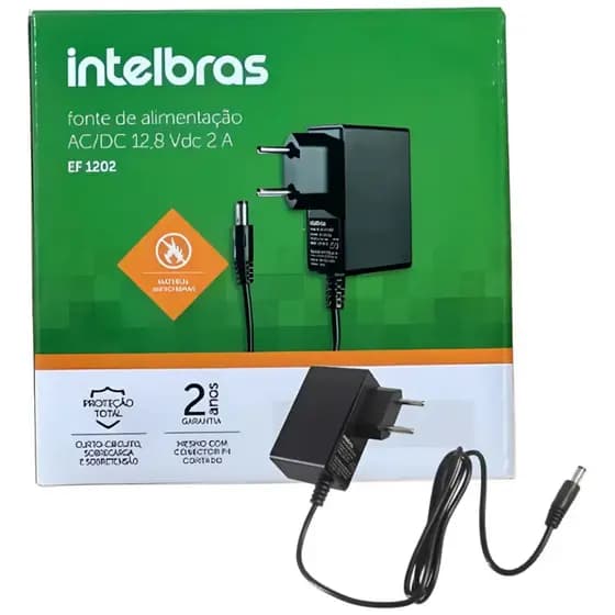 Fonte Intelbras EF 1202 12,8V 2A para CFTV e Câmeras