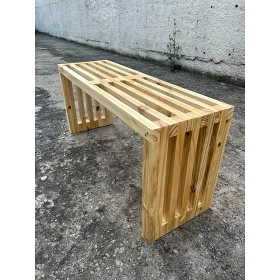 Banco ripado de madeira maciça 100x45x30cm, banco de shopping, banco para area interna e externa