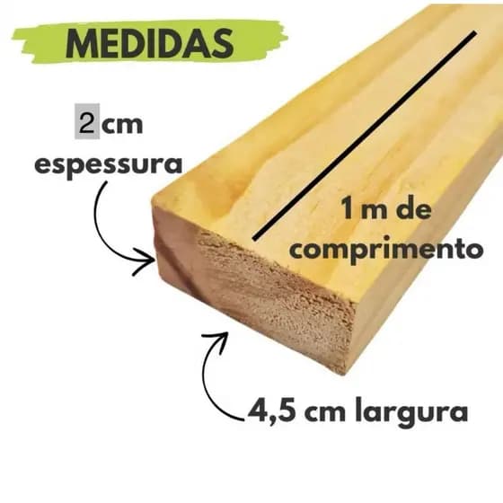 Ripa Sarrafo de madeira pinus 100x4,5x2cm seco e aparelhado para artesanato, construção, etc...