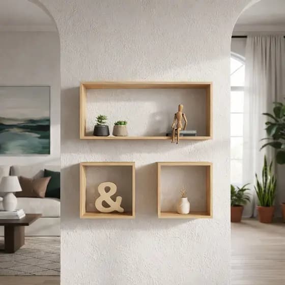 3 Nichos de madeira maciça 40x25, organiza e decora