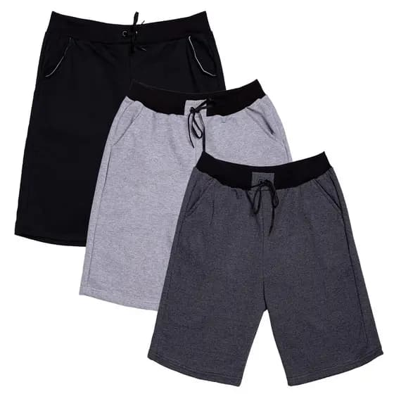 Kit 3 Bermudas Moletom Masculina Casual Básica Com Amarração Shorts Treino Academia