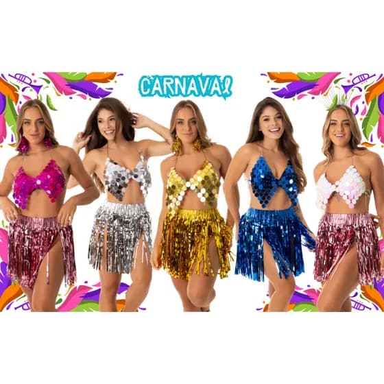 Top de Carnaval , Ano Novo de Lantejoulas Reveillon. Pérolas Pedraria
