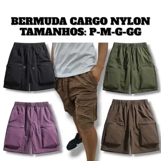 Bermuda e Short Cargo Impermeavel Tactel Elastano Importado