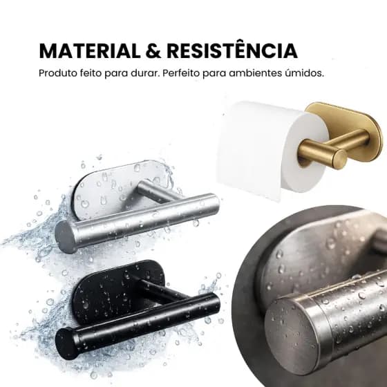 Porta Papel Higiênico Suporte Auto Adesivo Aço Inox Cromado Para Parede Banheiro WM