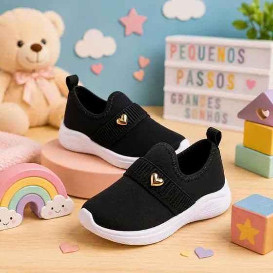 Tênis Feminino Infantil Meninas Calce Fácil Confortável Macio Leve Antiderrapante Dia Dai Promoção