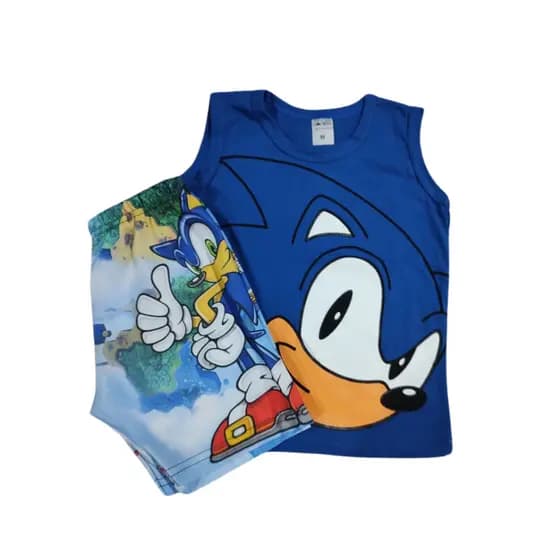 Roupa Do Sonic Kit Camiseta e Bermuda