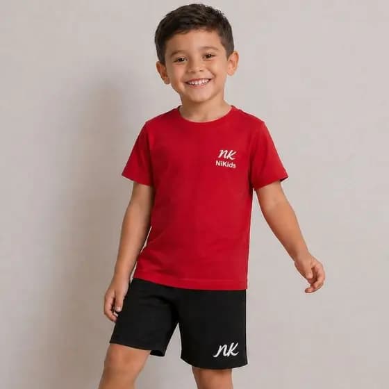 Conjunto Infantil Camiseta Algodão e Bermuda Confort Premium