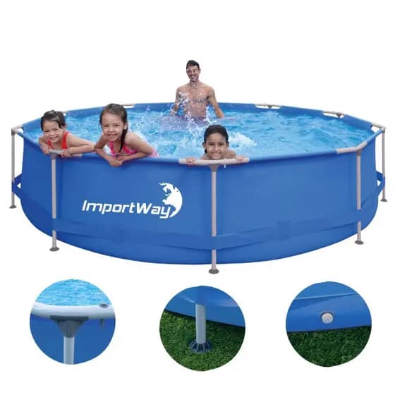 Piscina Estruturada 6800 L Redonda 3,6 m x 76 cm Válvula Drenagem + Kit Reparo