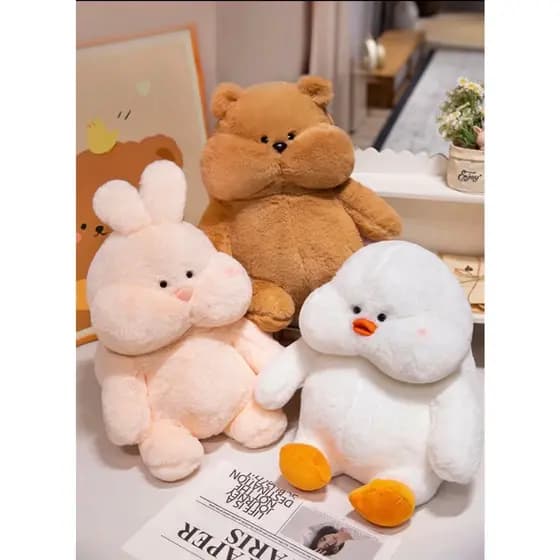 Pelúcia Fofa 25cm Ursinho Coelho Patinho Super Macio Anti Alérgico Boneco Infantil Presente