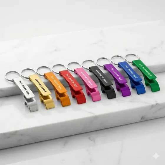 Chaveiro Abridor de Garrafa Personalizado com Nome ou Logotipo e Gravação a Laser Alumínio Brinde e Lembrancinha Kit