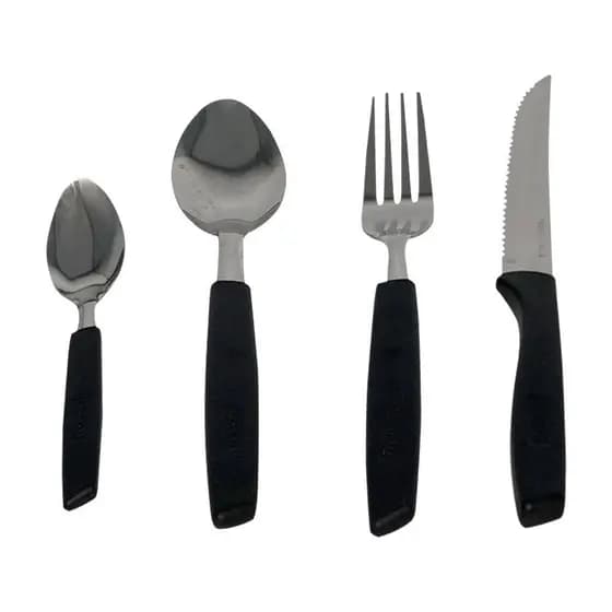 Jogo Talheres Preto 25 Peças Conjunto Inox Moderno Resistentes Completo Suporte Refeição