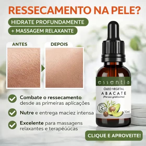 Óleo Vegetal de Abacate 100% Puro | Natural, Prensado a Frio | Hidratação Pele e Cabelo