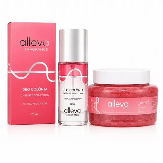 Kit Alleva Intense Seduction Deo Colônia 20ml + Geleia Iluminadora Corporal Shimmer 250ml Presente Feminino