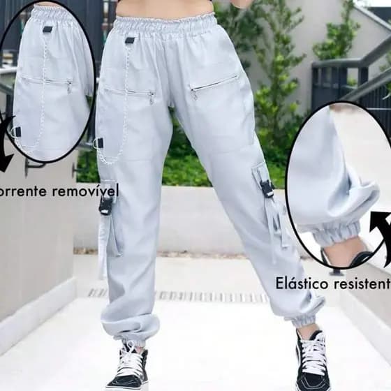 Calça Jogger Tactel Unissex com Dois Ziper frontal e bolsos laterais