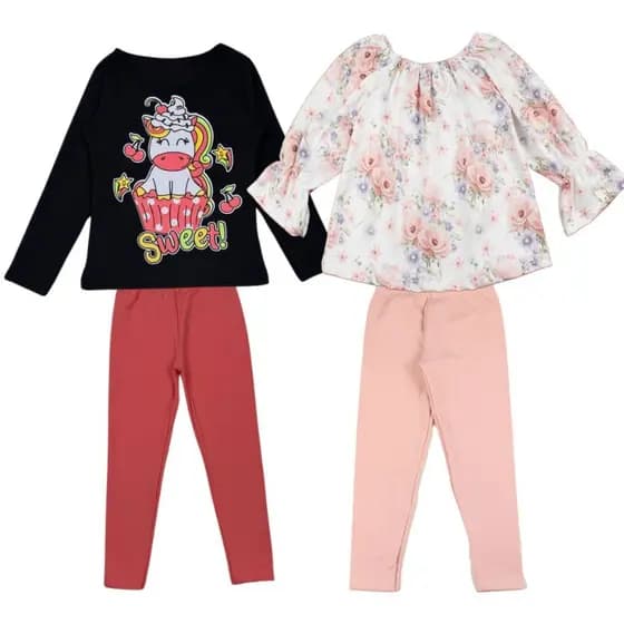 Kit 2 Conjunto Infantil Menina Meia Estaçao Blusas de Frio e Leggings