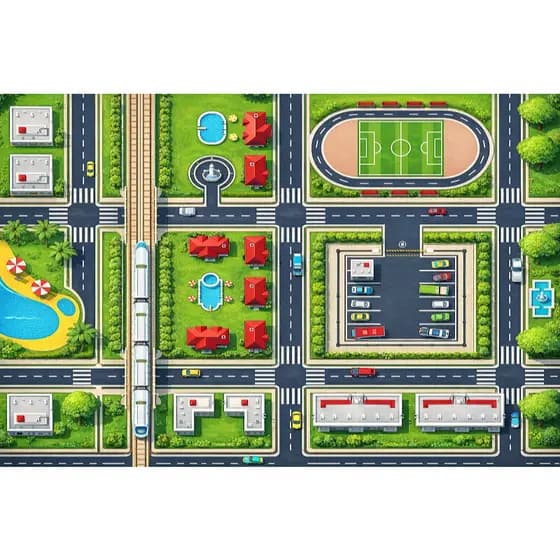 Tapete em Lona Pista de Corrida Carrinho Cidade Infantil 150x100