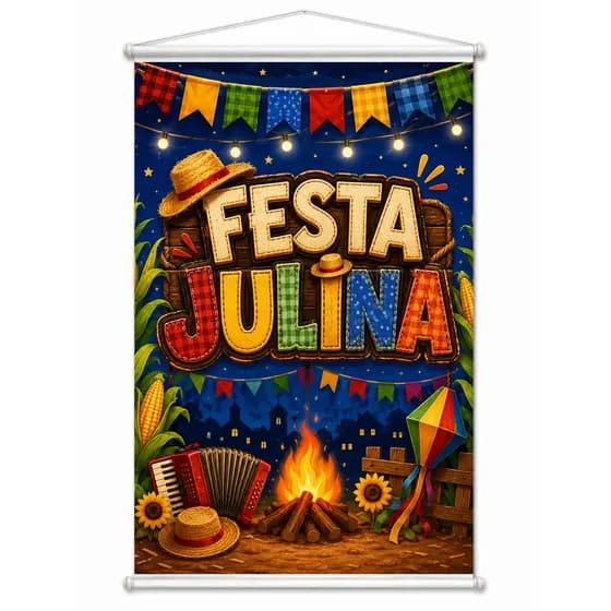 Banner Arte Pronta Festa Junina Arraiá Barraca do Beijo 80x60