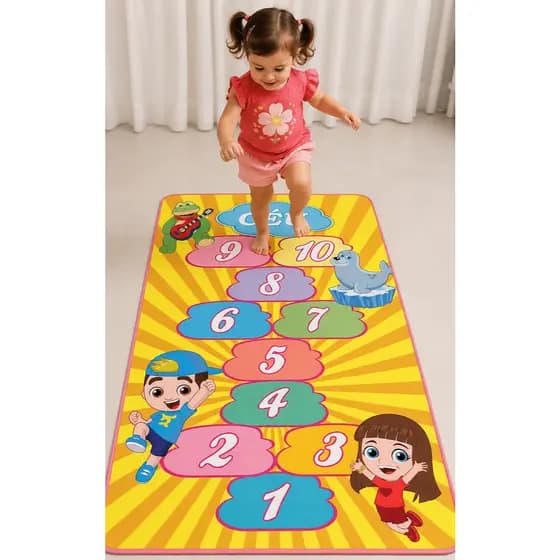 Amarelinha Infantil Tapete em Lona Lavável Crianças 100x160cm