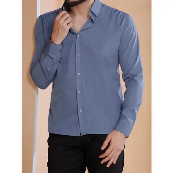 Camisa Social Masculina Manga Longa Sem bolsos Slim Tecido Micro Fibra