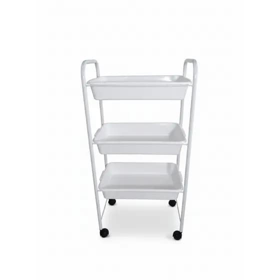Carrinho Auxiliar Multiuso 3 Bandejas - Branco Premium