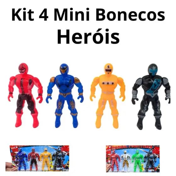 Kit 4 Mini Bonecos Herois