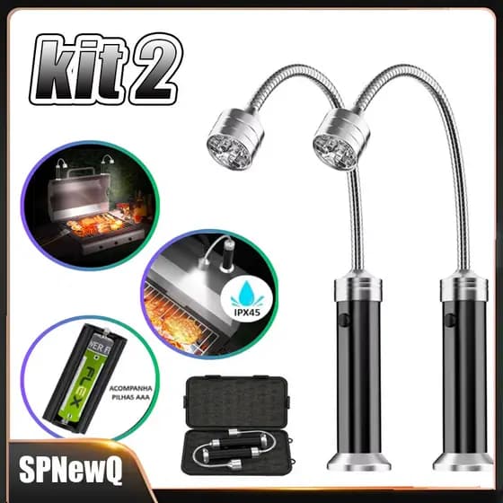 kit 2 Peças Churrasqueira Magnética Exterior Para Churrasco Luzes De Grelhado Led Ajustável 360 Graus