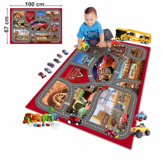 Tapete de lona Ilustrativo Pista de Carrinho CARROS 67x100cm Playmat mini Modelo TP20