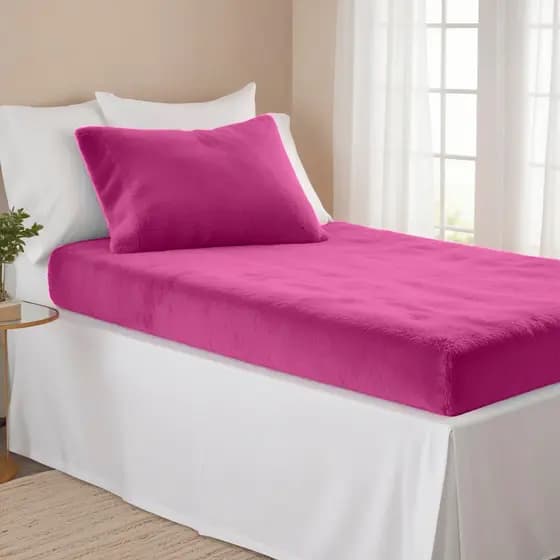 Jogo De Lençol Solteiro 2 Peças Plush Manta Flannel - Pink