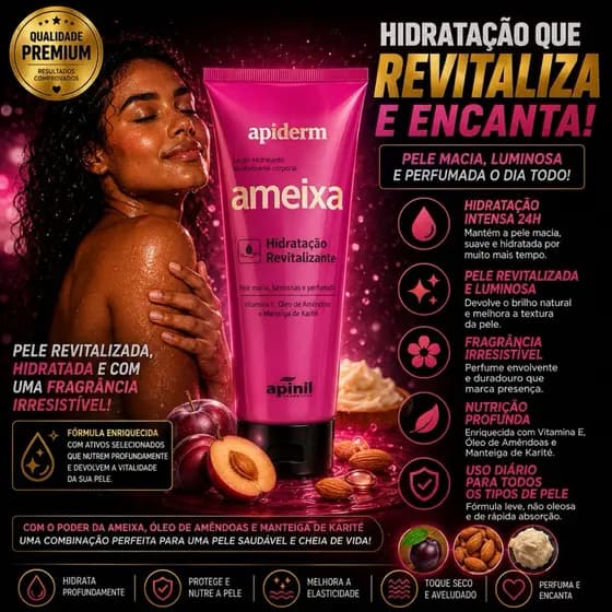 Creme Hidratante Corporal Ameixa Apiderm Apinil 190g - Pele Macia, Hidratada e Perfumada