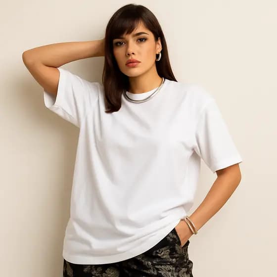 Camiseta Feminina Lisas Oversized Streetwear Casual Algodão Penteado Blusa T-Shirt Max Confortável