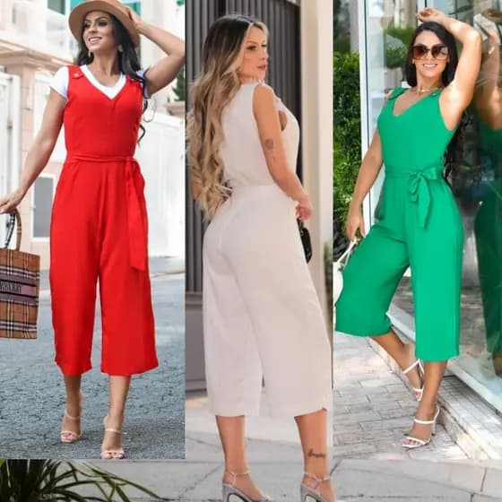 1️⃣ Macacão Pantacourt Feminino com Cinto na Cintura e Zíper nas Costas – Elegante, Moda Verão, Look Social e Casual