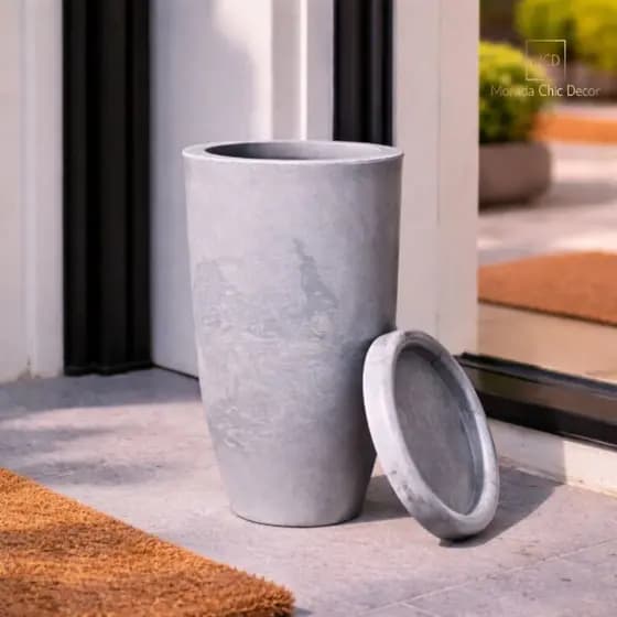Vaso Planta Sala Coluna Ibiza Cone M Marmorizado Decorativo PREMIUM Luxo 50x30 Resistente Hall Sala Jardim Escritorio