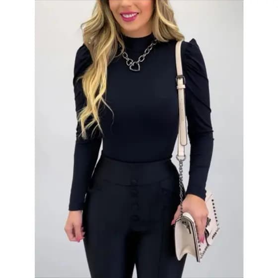 PRINCESA Blusa Feminina Manga Longa Princesa Canelada Praa Inverno