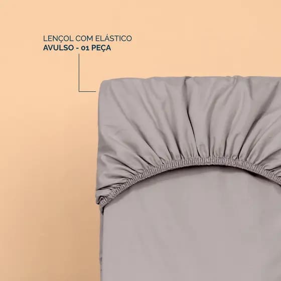Lençol Avulso com Elástico para Cama Solteiro Percal 200 Fios Toque Macio - Ideal Decoração, Quarto