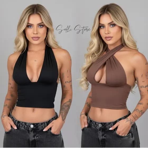 Blusa Body com Amarração Multiformas Top Feminino Costas Aberta Suplex